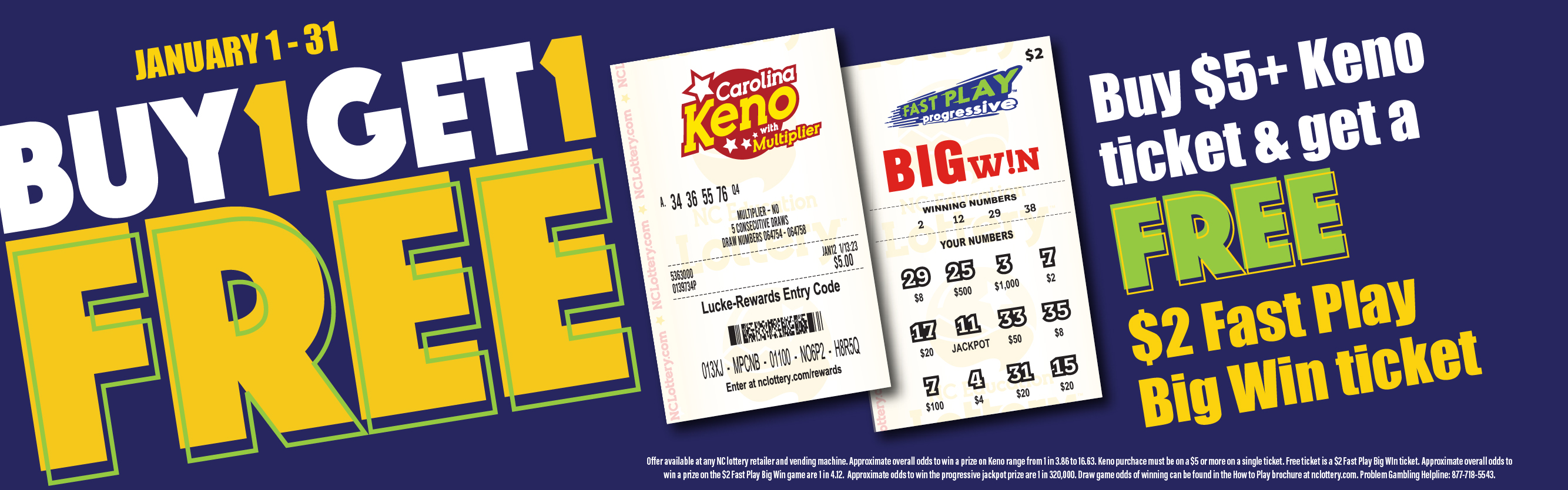 Keno Free Fast Play Ticket